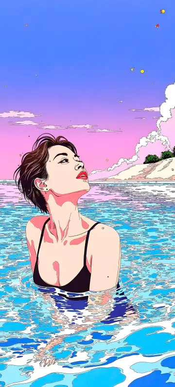 “Twilight Ocean Gaze” wallpaper · Ink & Salt style
