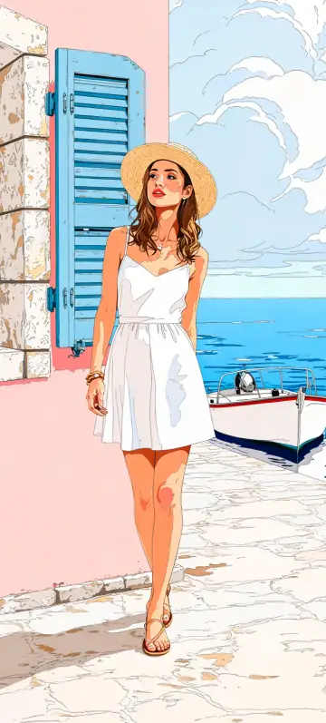 “Mediterranean Promenade” wallpaper · Ink & Salt style