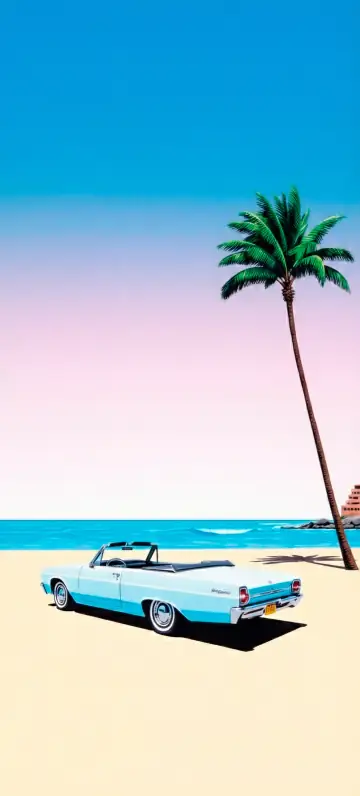 “Sedan Surf” wallpaper · Pastel Postcard style
