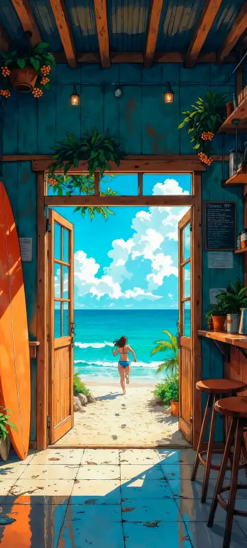 “Surf Paradise” wallpaper · Anime Days style