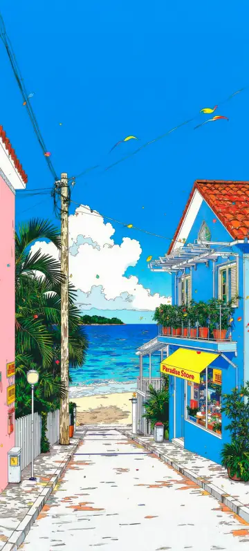 “Down to the Paradise” wallpaper · Ink & Salt style