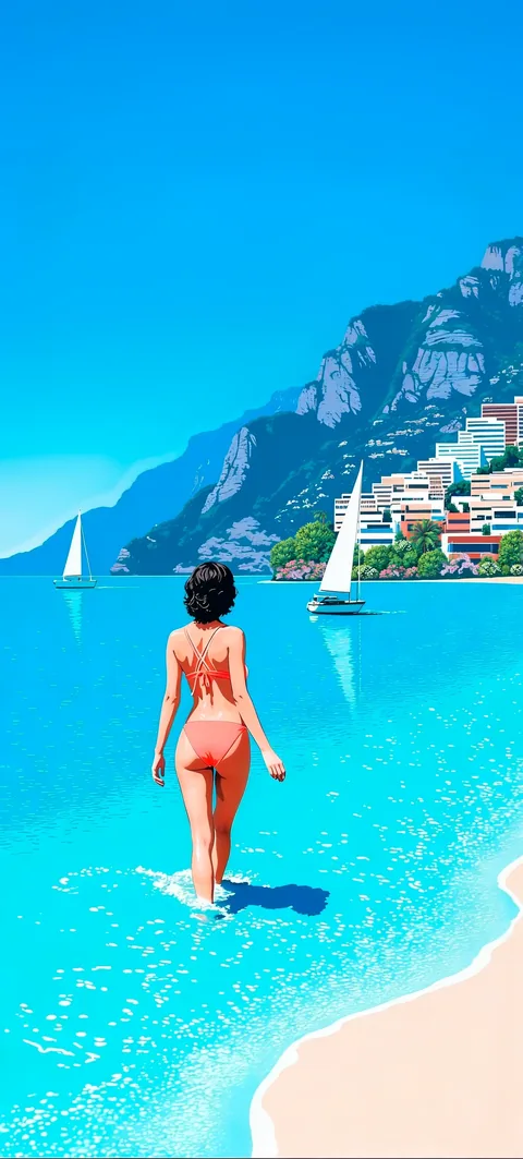“Lagoon's Dream” wallpaper · Pastel Postcard style