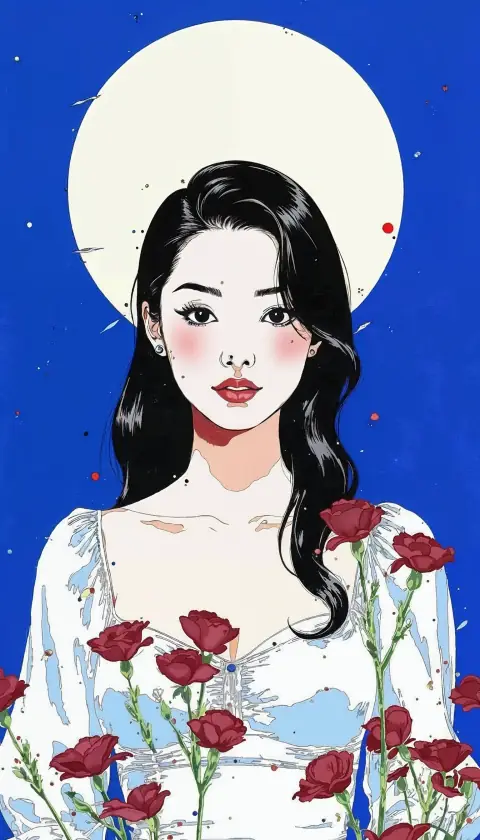 “Lunar Rose Night” wallpaper · Ink & Salt style