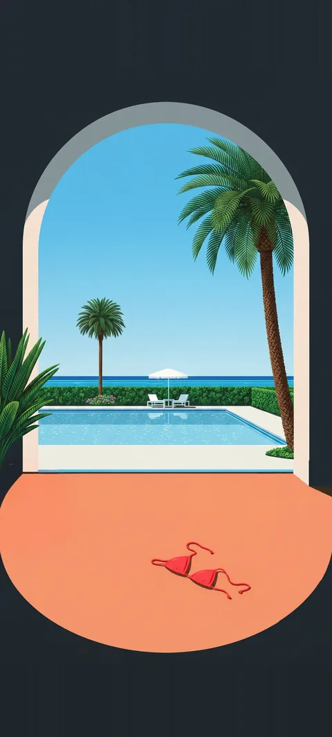 “She's late, fortunately” wallpaper · Pastel Postcard style
